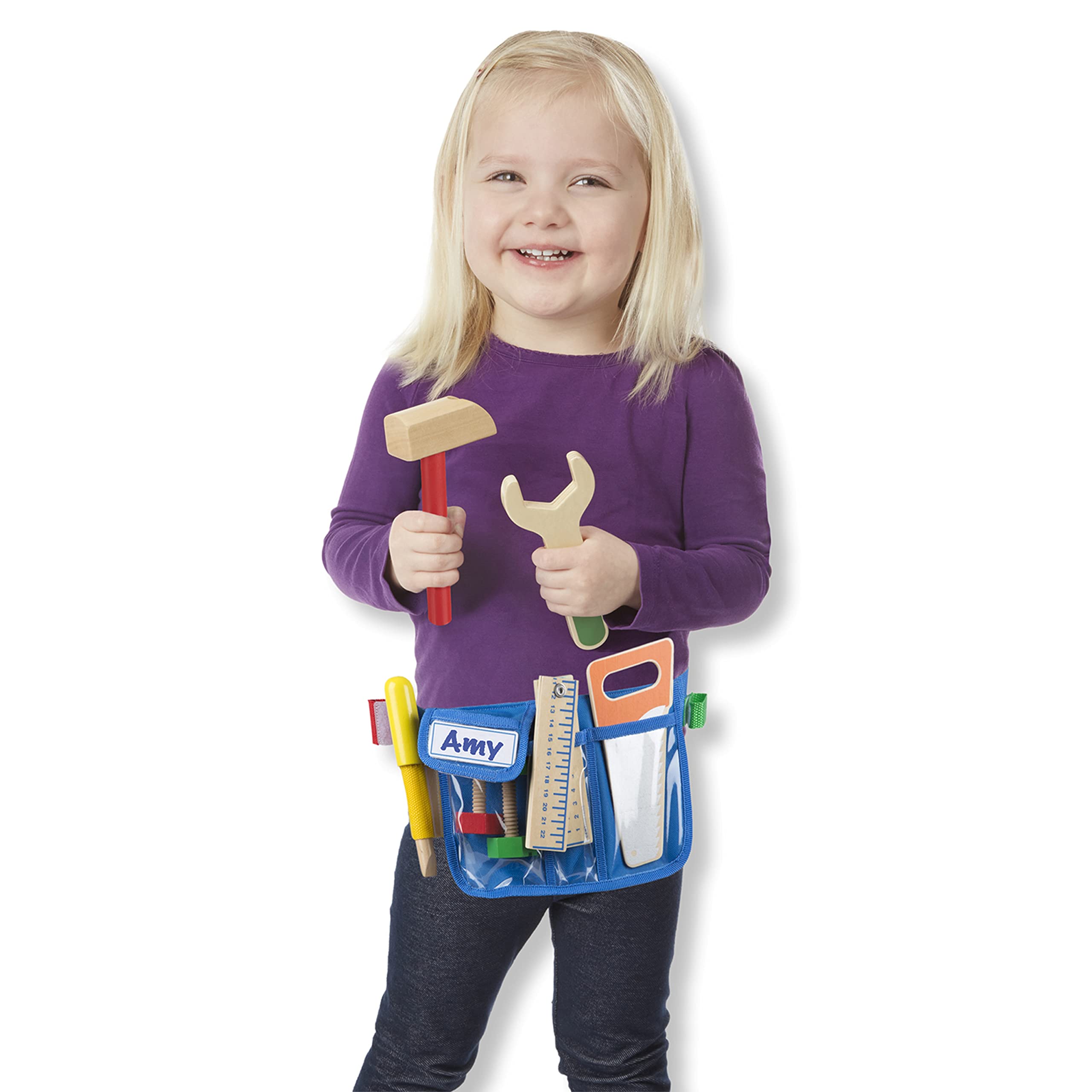 Buy now Melissa & Doug Deluxe Tool Belt Set - 5 Wooden Tools, 8 Building Pieces, Adjustable Belt at indiglob india