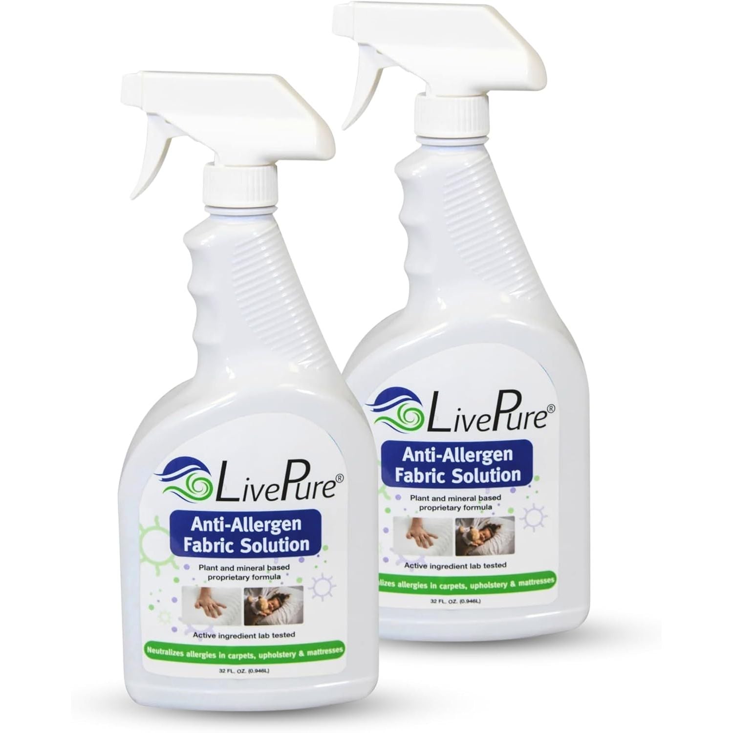 Buy now LivePure Anti-Allergen 32 OZ Fabric Spray for Household Surfaces 16 Fl Oz (Pack of 2) at indiglob india