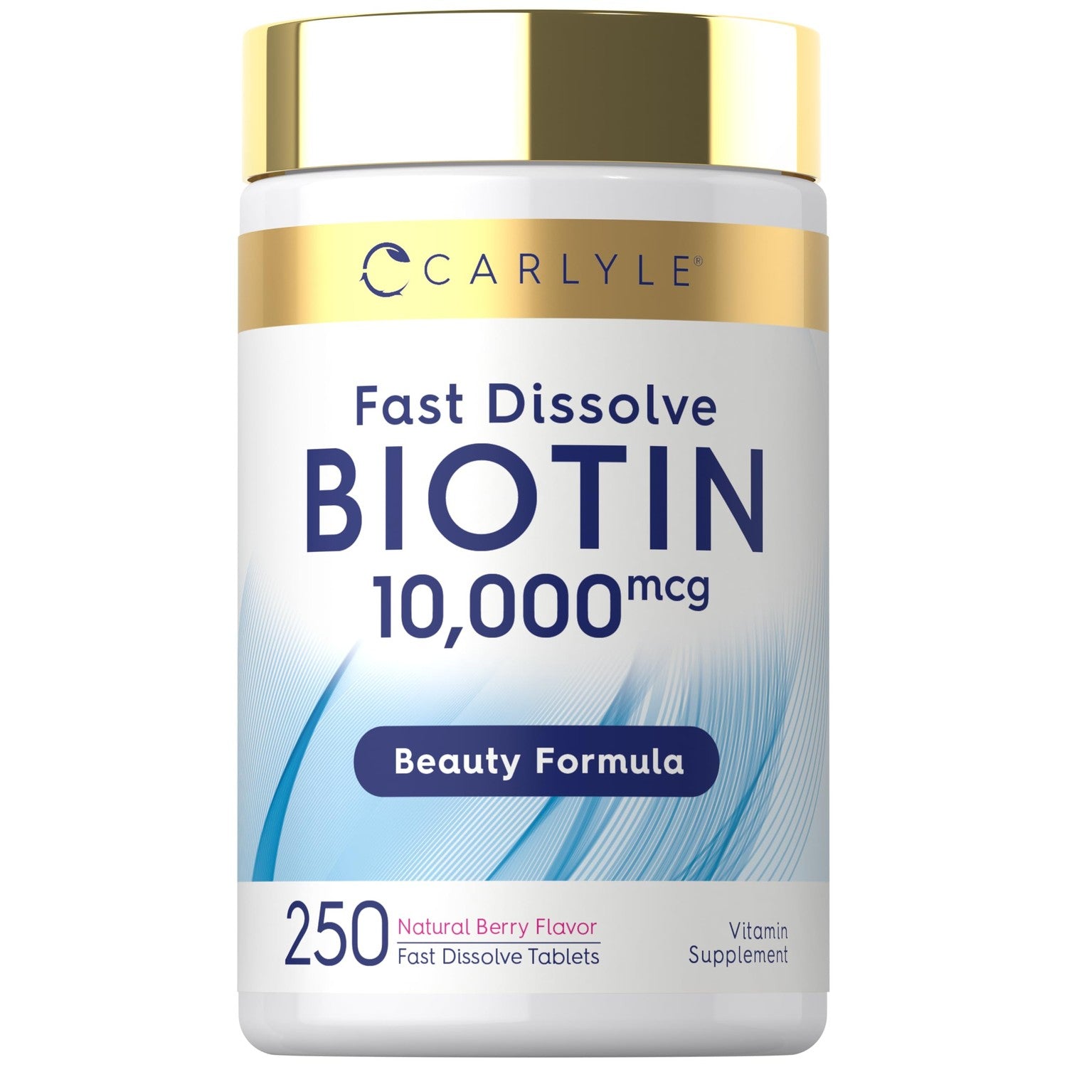 Carlyle Biotin 10000mcg | 250 Fast Dissolve Tablets | Max Strength | Vegetarian, Non-GMO, Gluten Free Supplement