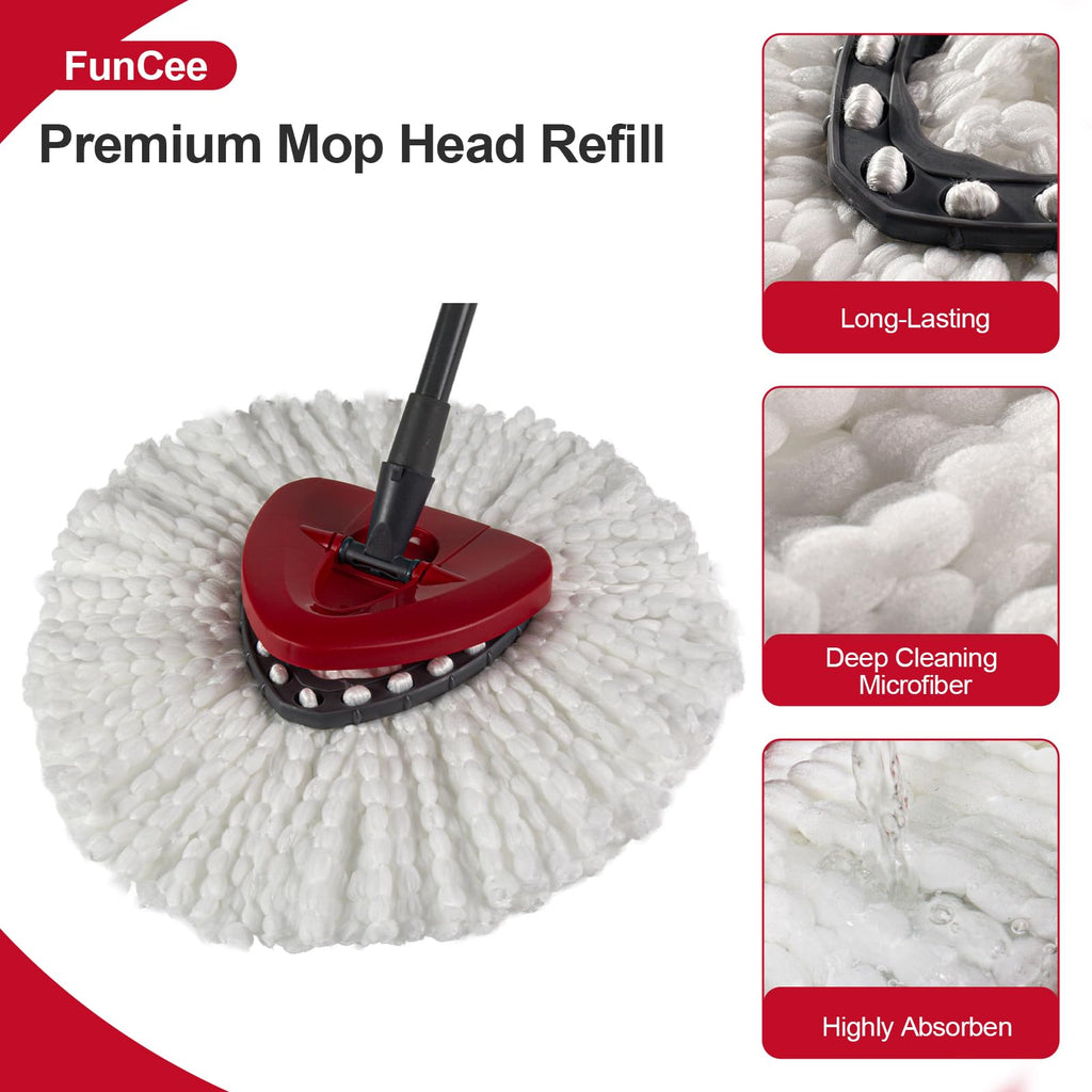 [3 Pack] Mop Replace Heads, Mop Refill Heads Replacements Compatible with O Cedar Spin Mop 1-Tank System- Easy to Replace, Microfiber, Machine Washable