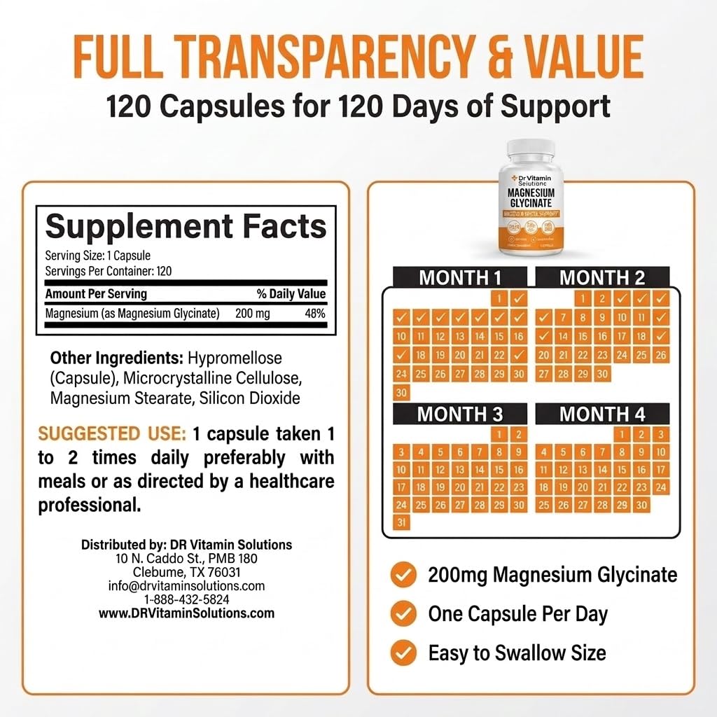 Magnesium Glycinate 200mg High Absorption Bisglycinate Sleep Supplement