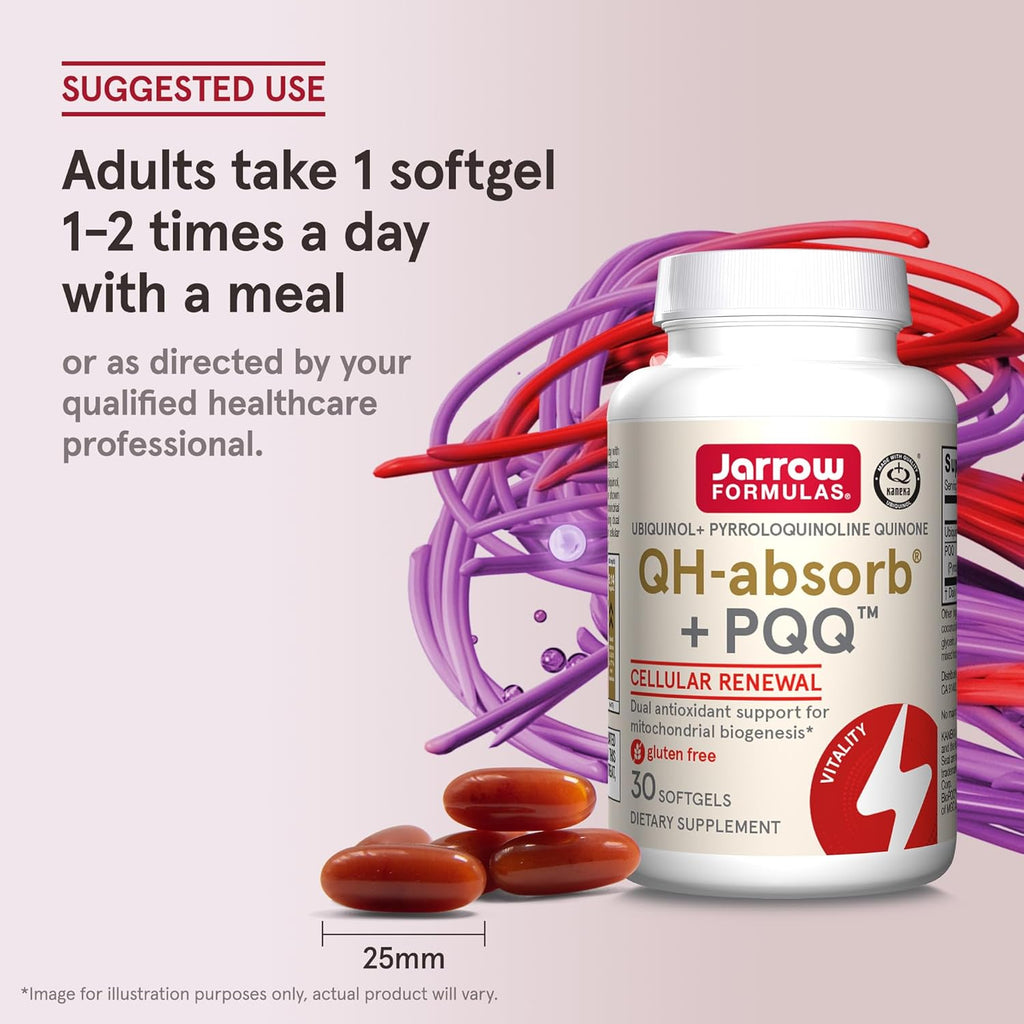 Buy now Jarrow Formulas QH-absorb + PQQ - 30 Softgels - Dietary Supplement Supports Mitochondrial Biogenesis, Energy Production & Cardiovascular Health - Up to 30 Servings at indiglob india