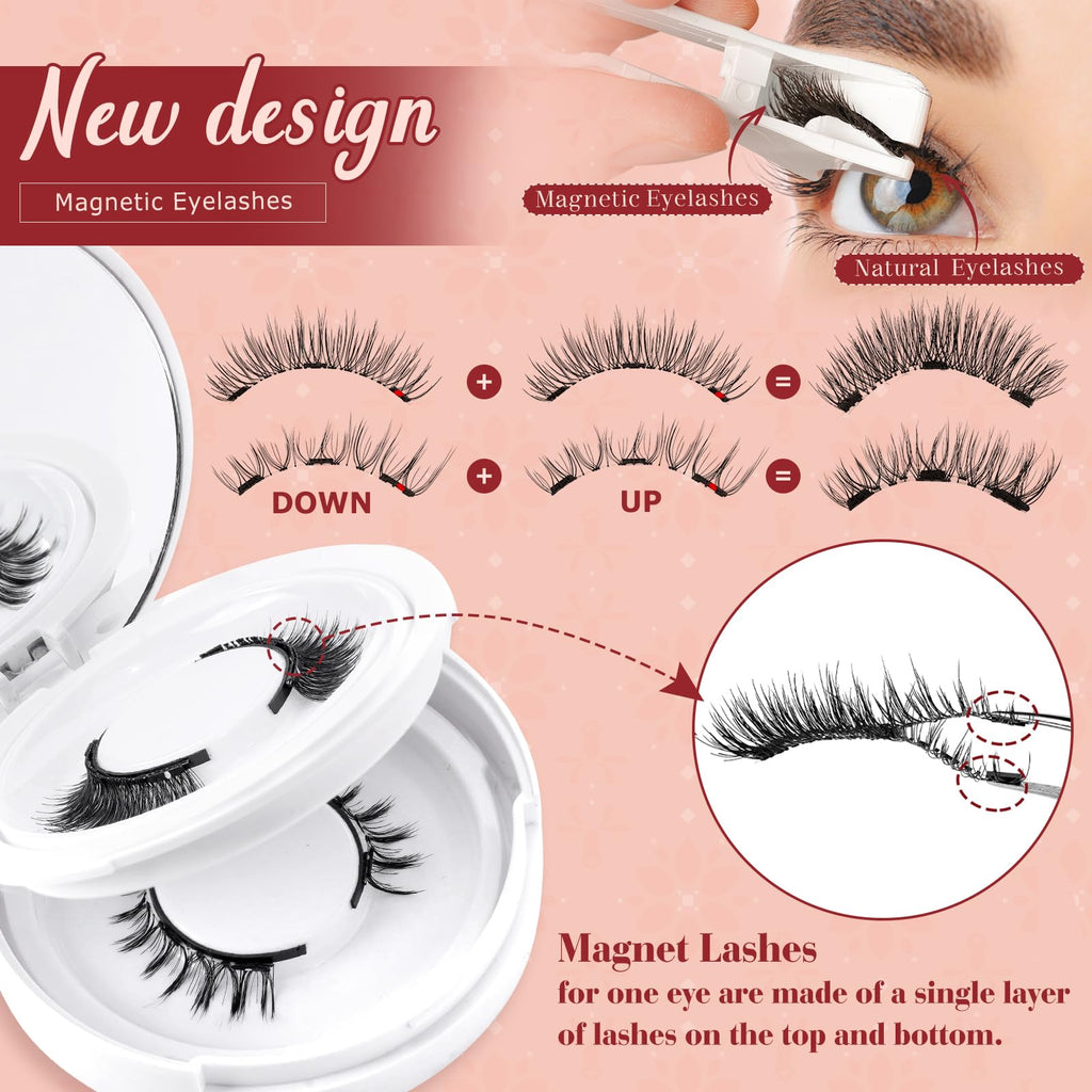 Higu clace Magnetic Eyelashes 4Pairs Magnetic Lashes with Applicator(E)