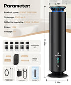 Waterless Scent Diffuser Kit,Scent Diffuser with 7 Lights and Breathing Lights Modes,Max Coverage 2000 sq.ft.Home,Offices,Hotels and Spas Aromatherapy Diffuser Included 5 Scent Oils Remote Control