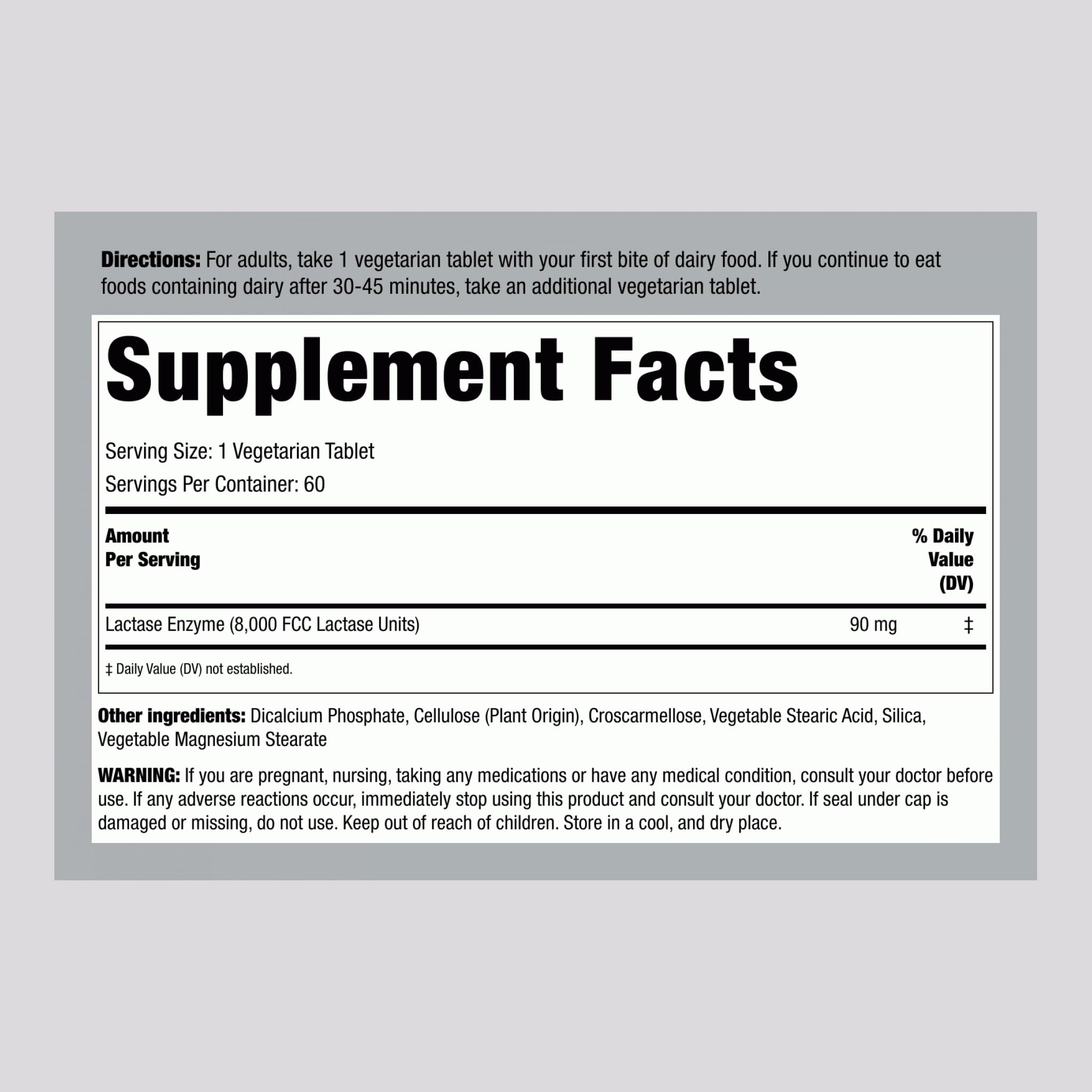 Piping Rock Fast Acting Lactase Enzyme | 8000 FCC | 60 Tablets | Dairy Relief Supplement | For Men and Women | Premium Formula | Vegetarian, Non-GMO, Gluten Free