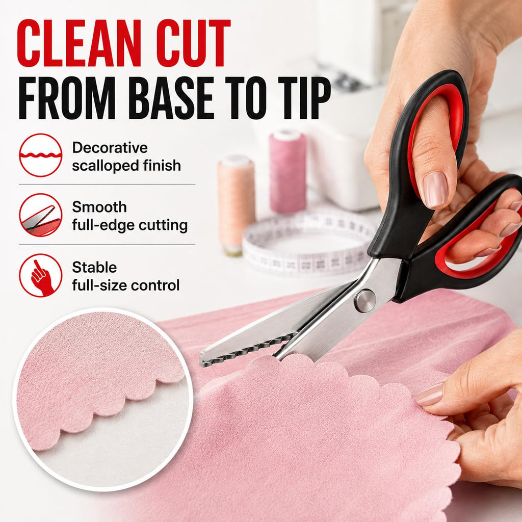 Scalloped Pinking Shears for Fabric, 7mm Decorative Edge Craft Scissors