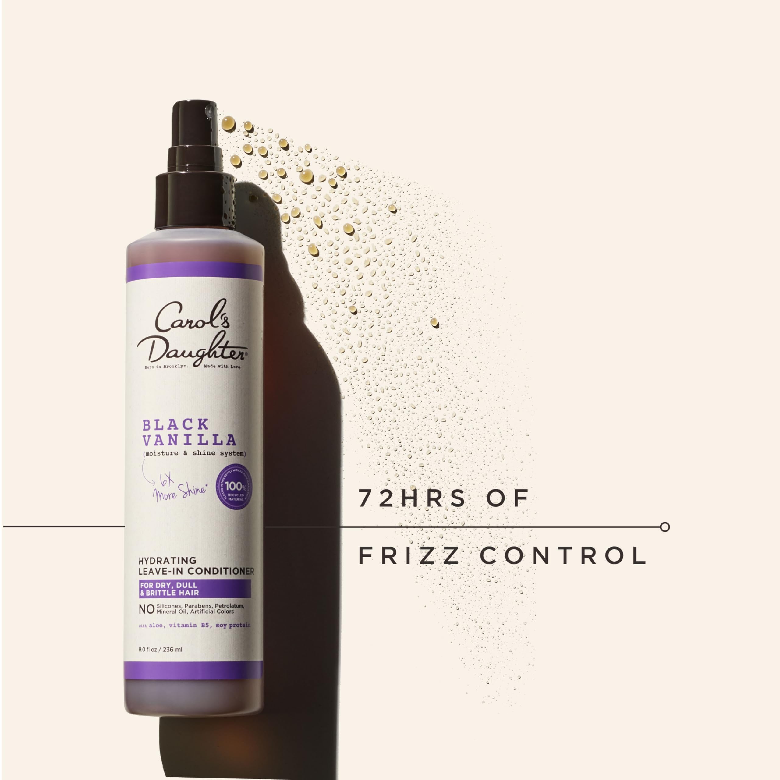 Carol's Daughter Black Vanilla Leave In Conditioner for Curly, Wavy or Natural Hair, Moisturizing Hair Care for Dry, Dull or Brittle Split Ends, 8 Fl Oz