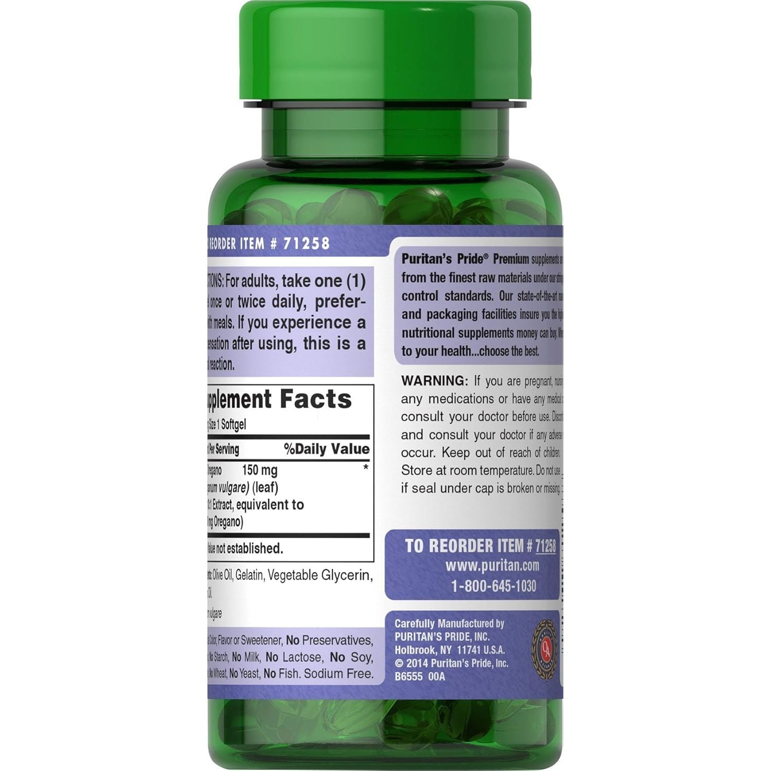 Buy now Puritan's Pride Oil of Oregano Extract 150 mg Softgels, 180 Count at indiglob india