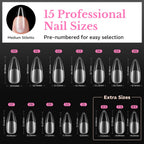 Discover 600pcs of medium almond nail tips in various sizes. Ideal for professional use. Order online now for quick delivery!
