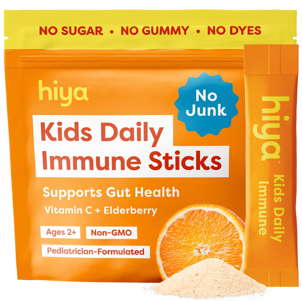 HIYA Kids Daily Immune Support, Vitamin C & Elderberry, Orange, 20 Sticks