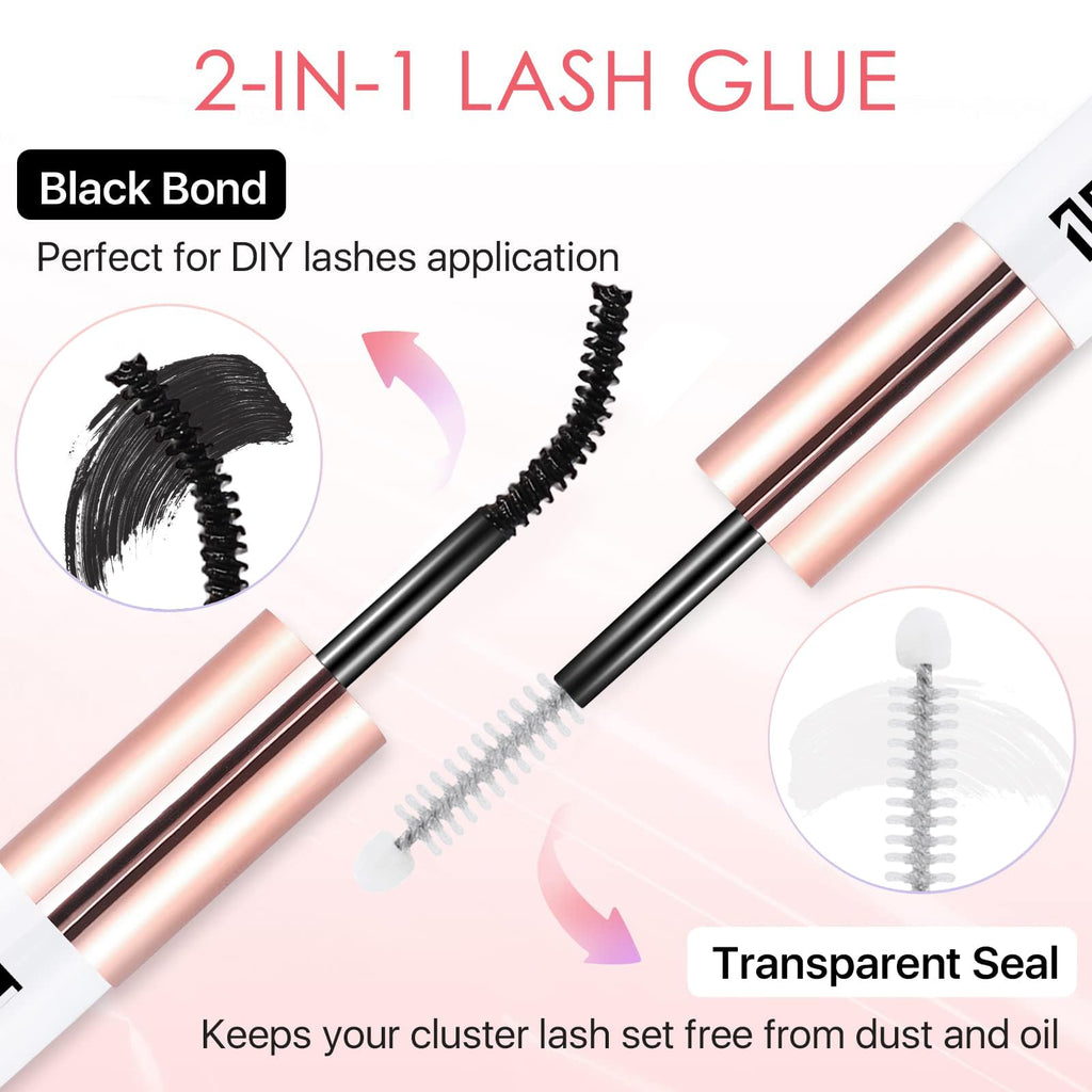 Eyelash Glue, Latex-Free Lash Bond and Seal | Lash Glue for Sensitive Eyes, Strong Hold Eyelash Cluster Adhesive for 48 Hours