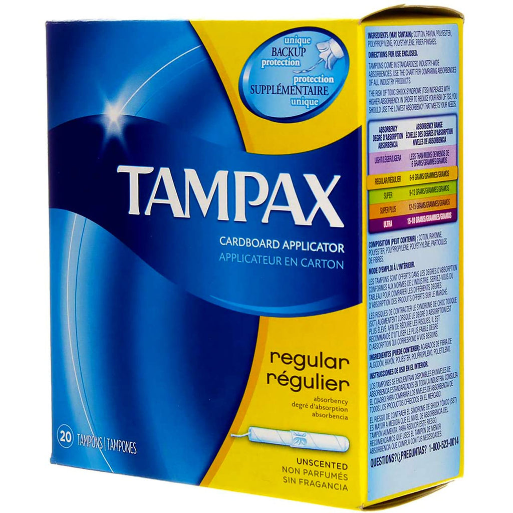 Buy now Tampax Tampons with Flushable Cardboard Applicator - Regular - 20 ct at indiglob india