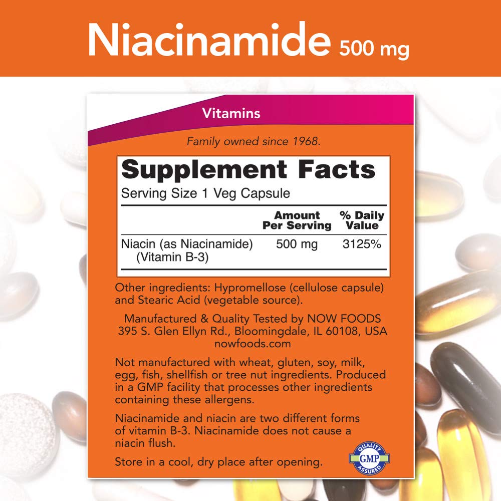 Buy now NOW Niacinamide 500mg,100 Capsules at indiglob india