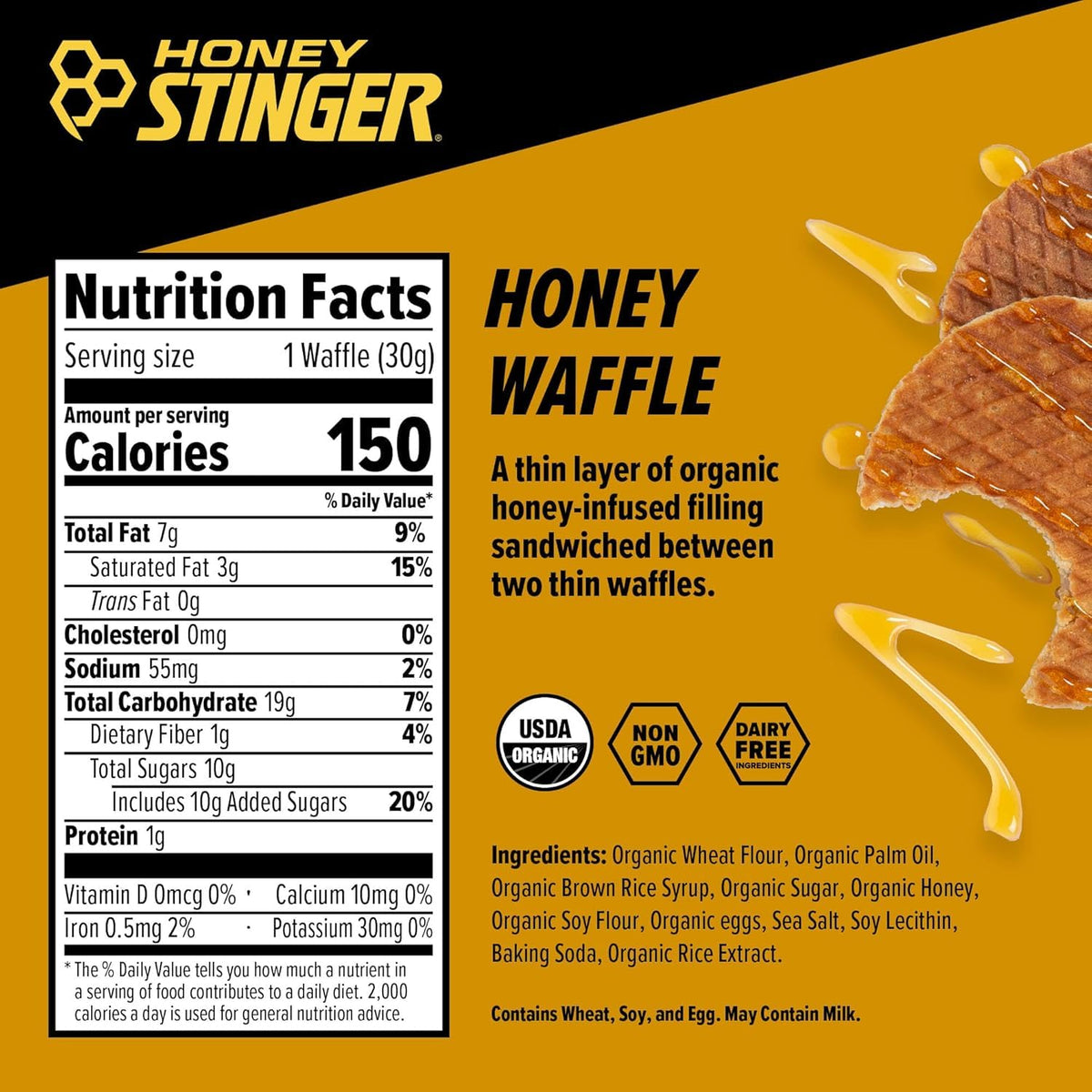 Honey Stinger Energy Waffle Variety Pack – 15 Count (3 Each: Honey, Vanilla, Cinnamon, Salted Caramel, Cookies & Cream) – Organic Honey Energy Snack for Sports, Fitness, Outdoor Activities & On-the-Go Fuel