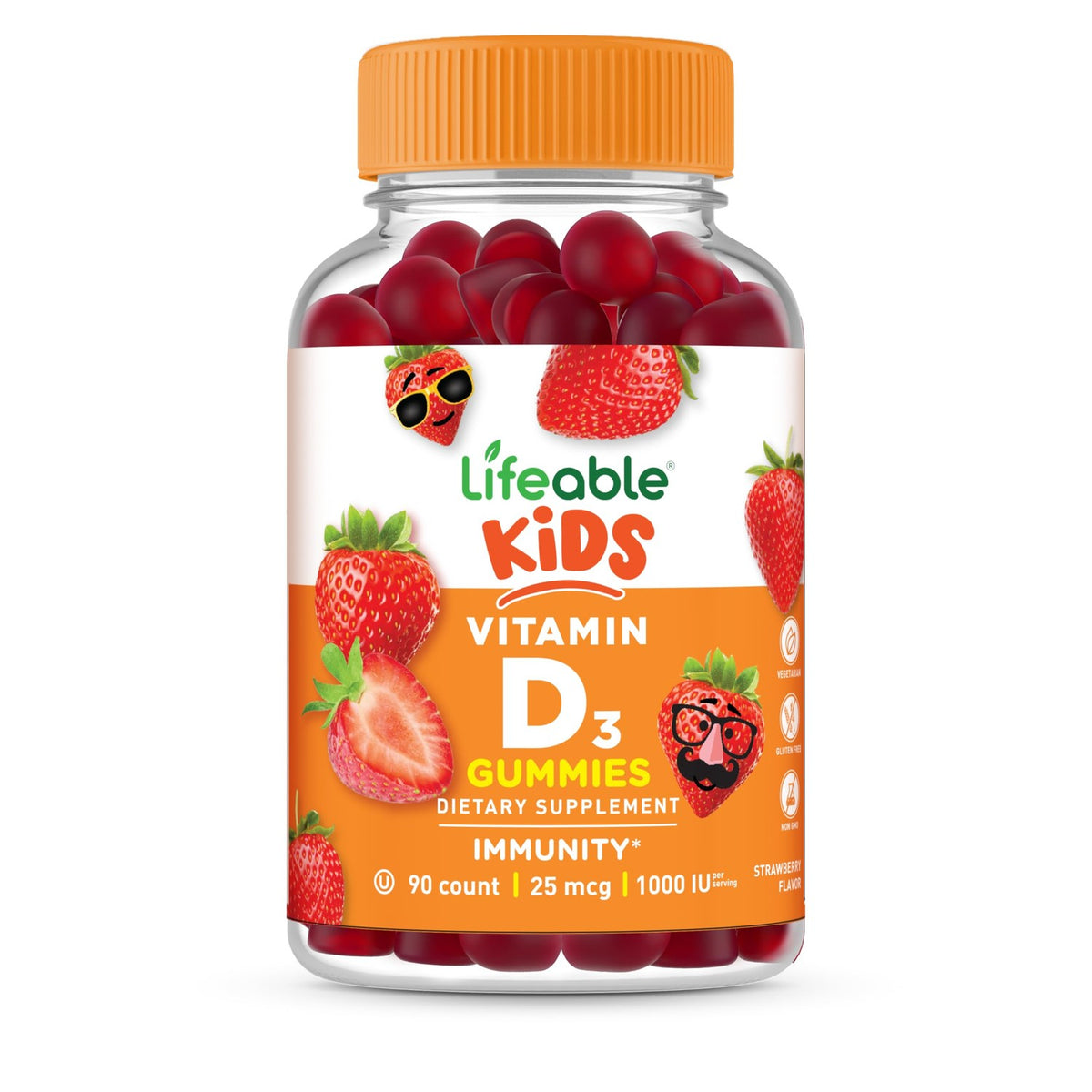 Lifeable Kids Vitamin D Gummies, D3 1000 IU, Vegetarian & Kosher, 90 Count