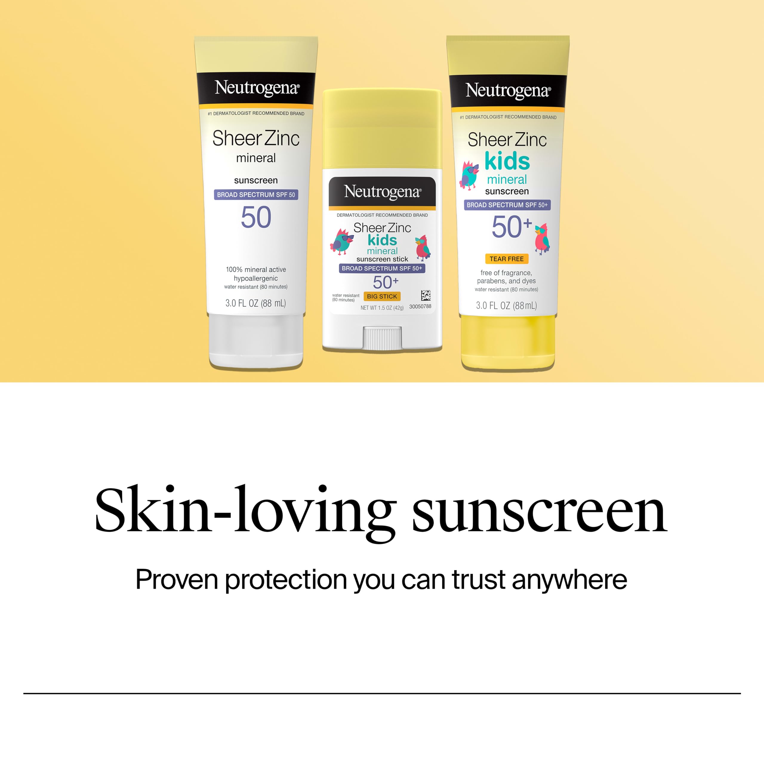 Neutrogena Sheer Zinc Oxide Kids Mineral Sunscreen Stick SPF 50+, 1.5 oz | Broad Spectrum Protection, Water-Resistant Sunscreen Stick, Gentle on Sensitive Skin, Dermatologist Recommended