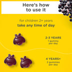 Zarbee's Kids Elderberry Immune Support Gummies, No Sugar Coating, 60 ct | For Ages 2+ Years, No Sugar Coating, Vitamins C D3 & Zinc, Elderberry, Supports Healthy Immune System, No Artificial Flavors