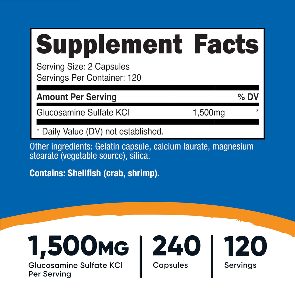Nutricost Glucosamine Sulfate 1500mg, 240 Capsules, Gluten-Free, GMO-Free | 750mg Per Capsule