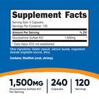 Nutricost Glucosamine Sulfate 1500mg, 240 Capsules, Gluten-Free, GMO-Free | 750mg Per Capsule