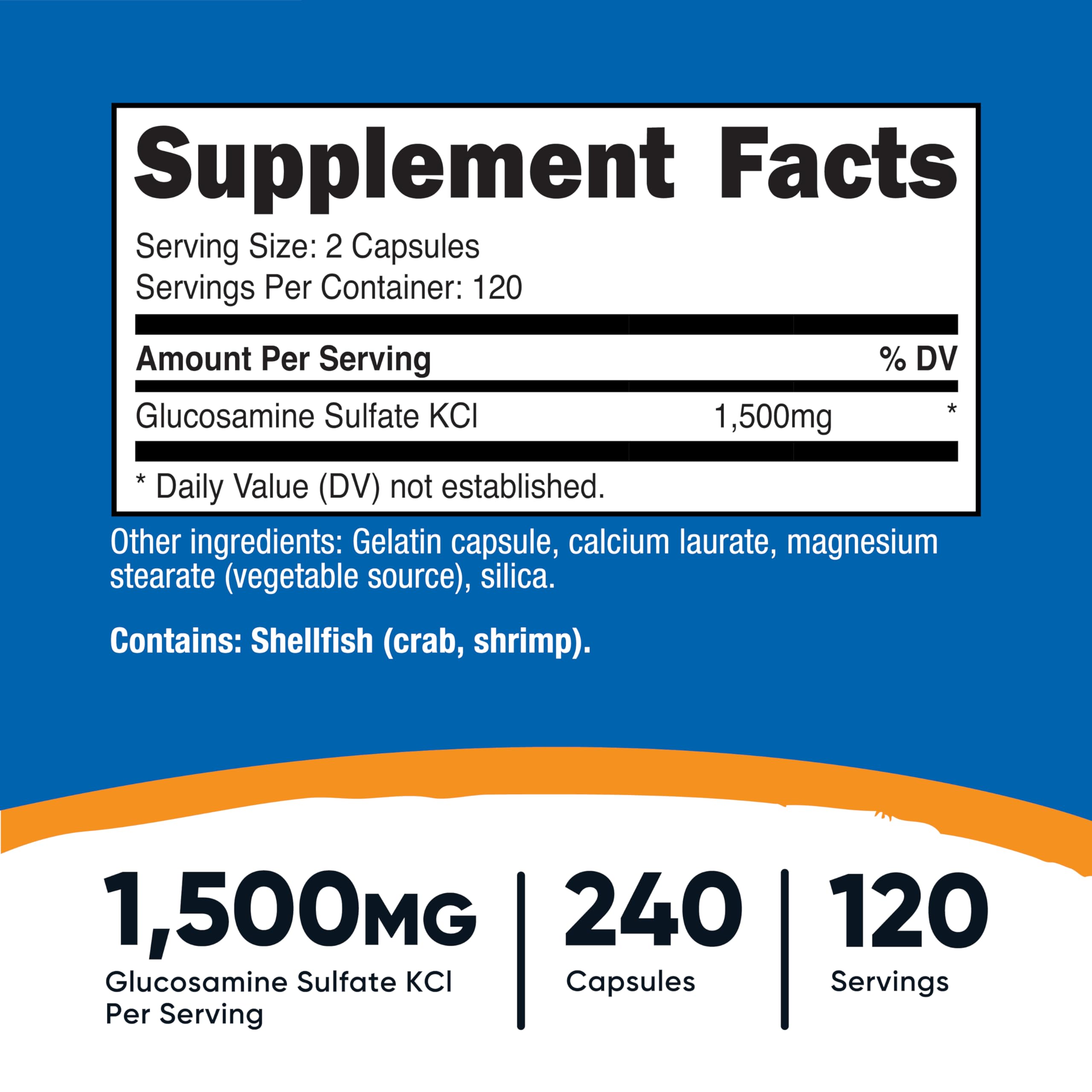 Nutricost Glucosamine Sulfate 1500mg, 240 Capsules, Gluten-Free, GMO-Free | 750mg Per Capsule