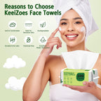 Disposable Face Towels 100 Count, Biodegradable Ultra Soft & Thick Facial Towels for Sensitive Skin, Lint-Free Makeup Remover Dry Wipes, Multi-Purpose Cleansing Towelettes for Face Wipes, Skincare