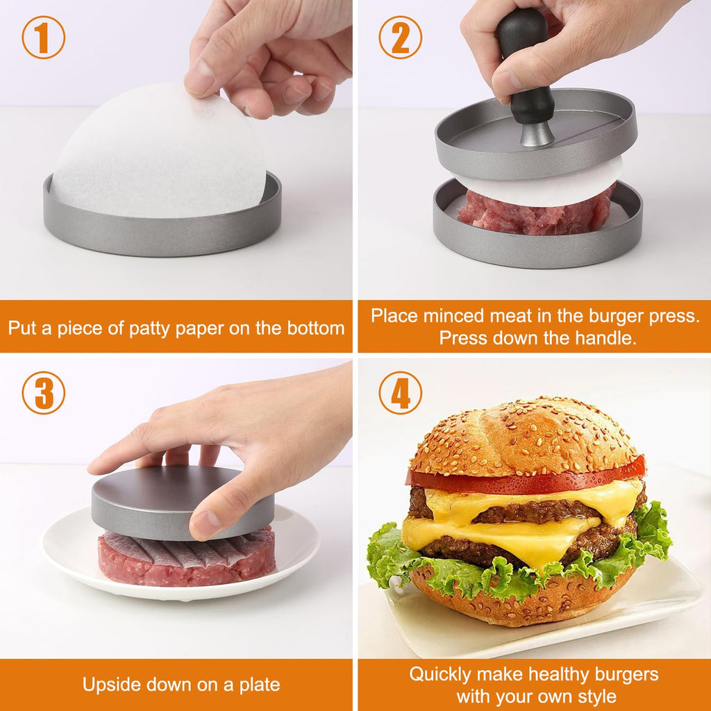 TACGEA Burger Press 150 Patty Papers, Non-Stick Hamburger Press Patty Maker