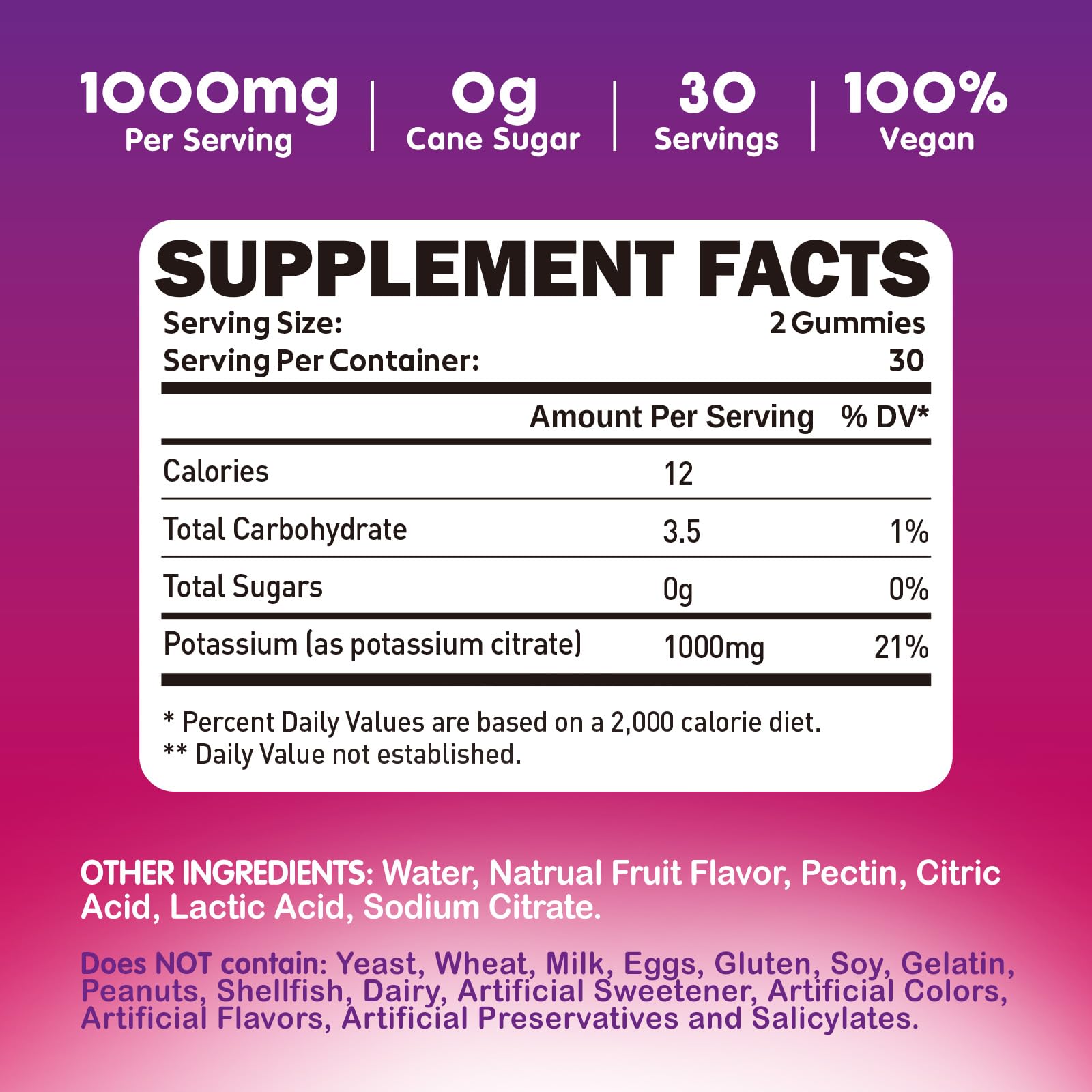 duwhot Potassium Citrate 1000mg Gummies, 60 Chewables | Potassium Supplement for Adults Women & Men, Support Leg Cramps & Muscle Health