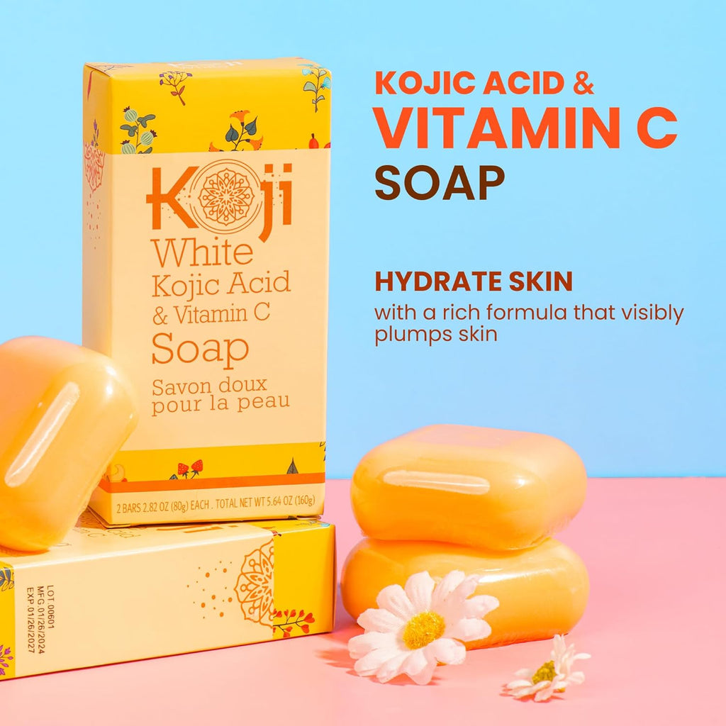 Buy now Koji White Kojic Acid & Vitamin C Brightening Soap, Hydrating Face & Body For Radiant Glow Skin, Nourishing, Moisturizing, Cleansing Bar, Vegan, Paraben-Free, 2.82 oz (2 Bars) at indiglob india