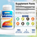 Best Naturals L-Lysine 1000mg 180 Tablets (180 Count (Pack of 1)) (2 Bottles)
