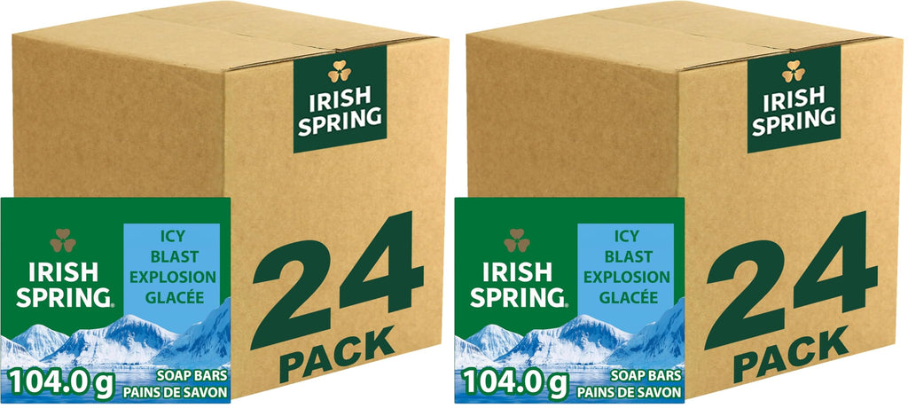 Buy now Irish Spring Icy Blast Bar Soap for Men, Mens Soap, Smell Fresh and Clean 12 Hours, Men Bars Washing Hands Body, Mild Skin, Recyclable Carton, 24 Pack, 3.7 Oz at indiglob india