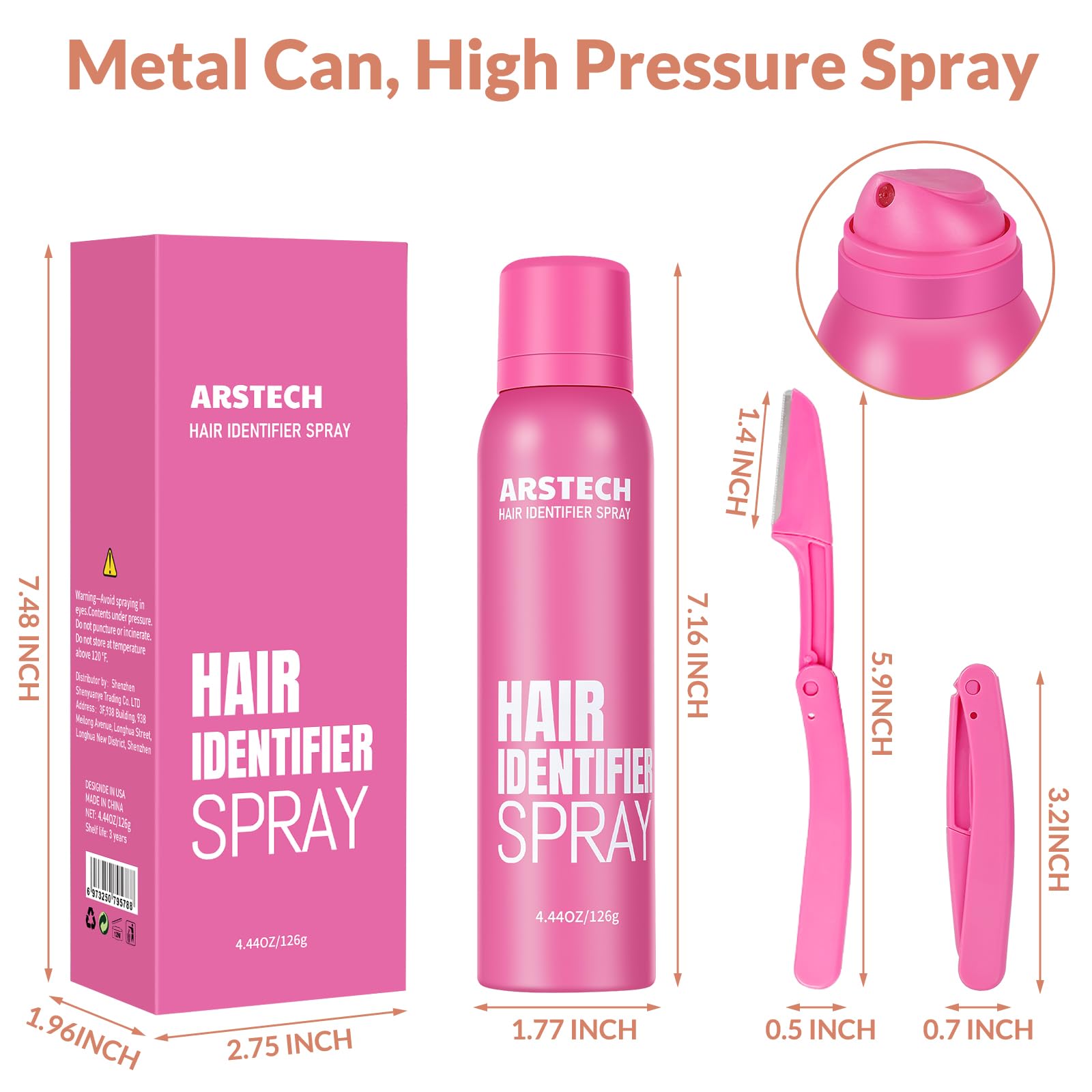 Hair Identifier Spray for Face Shaving Dermaplaning Tool Facial Razors | Skin Body Dermaplane Spray for Women with 4 Face Razor Face Shaver Facial Hair Removal Kit Dermaplane Razor for Women Face