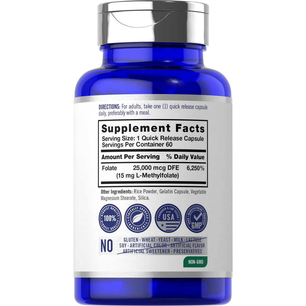 Carlyle L Methylfolate 15mg | 60 Capsules | Max Potency | Optimized and Activated | Non-GMO, Gluten Free | Methyl Folate, 5-MTHF | by Opti-Folate
