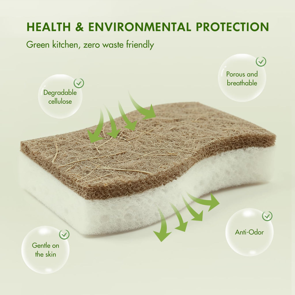 SetSail Natural Kitchen Sponges, 12 Pack Biodegradable Dish Sponges