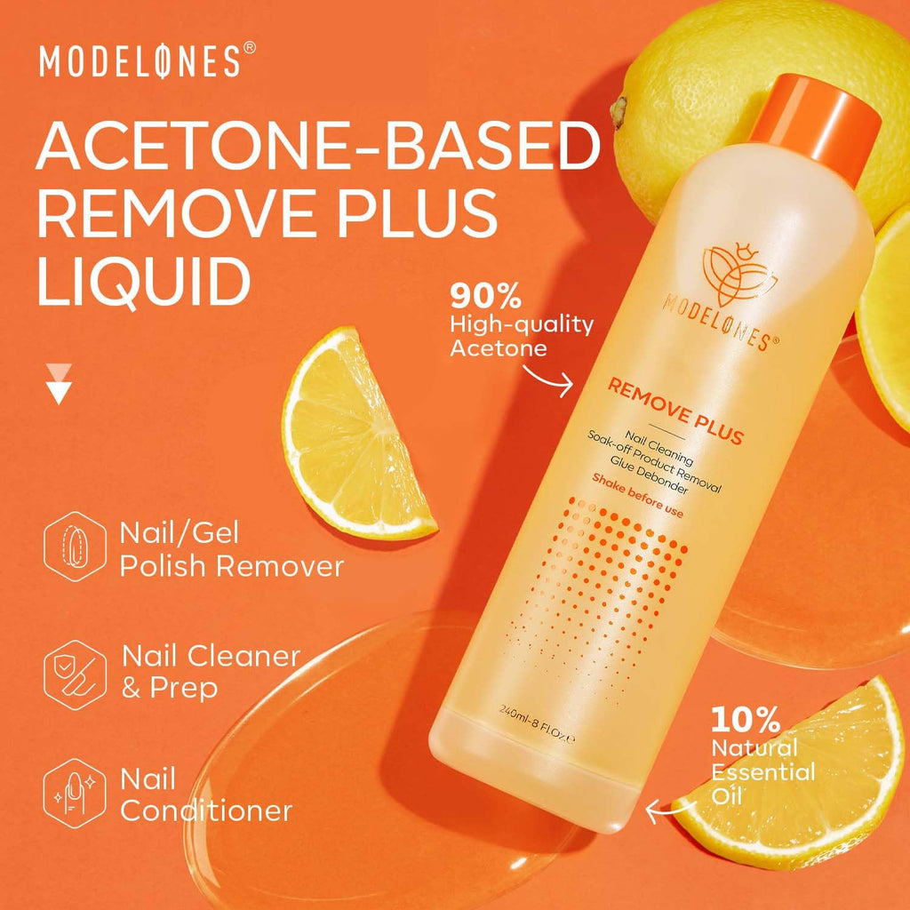 Modelones Acetone Nail Polish Remover Jojoba Oil Lemon 8 FL Oz