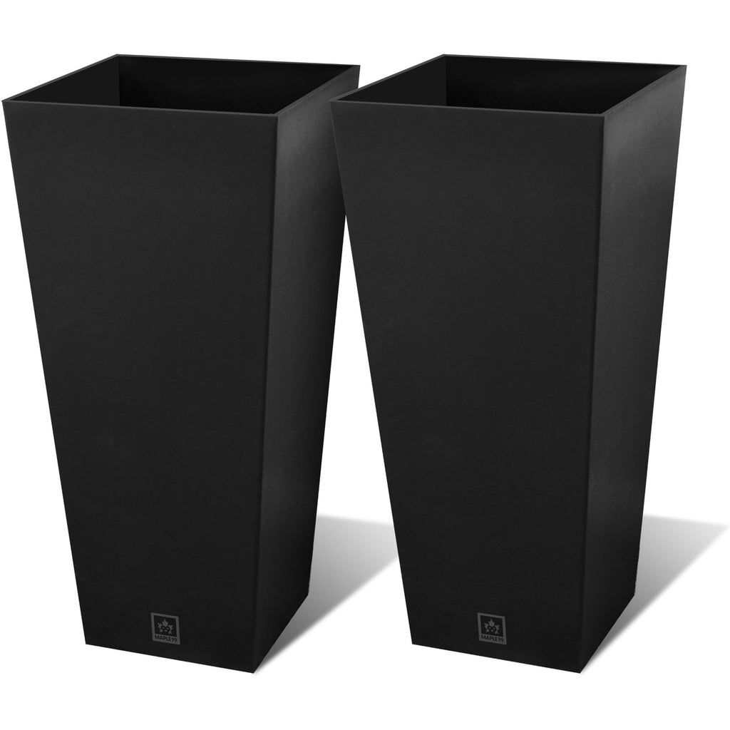 Tall Outdoor Planter 30 Inch 2-Pack, Tapered Design with Drainage Holes