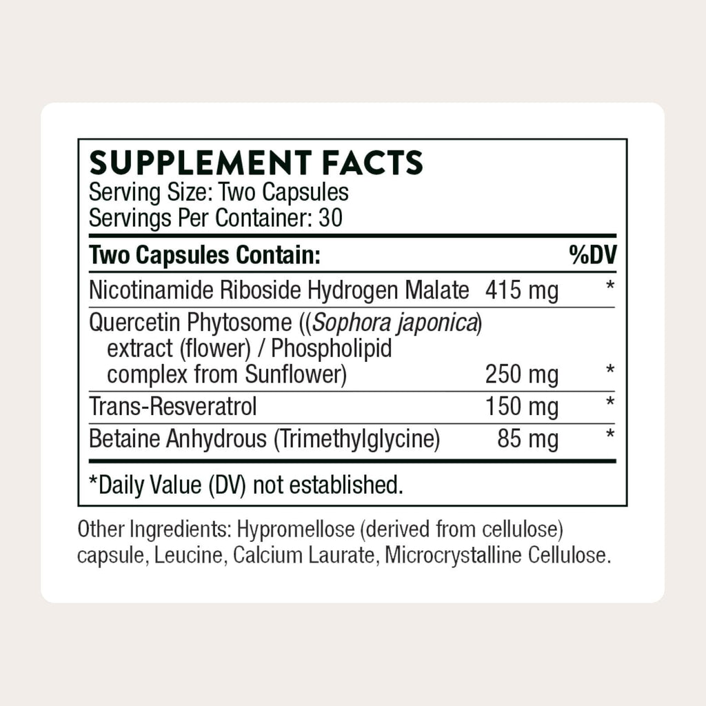 THORNE ResveraCel, NR, Quercetin, Resveratrol & Betaine, 60 Capsules | Supports Healthy Aging, Methylation, Cellular Energy Production & Metabolism*, NAD+ Precursor, NSF Contents Certified