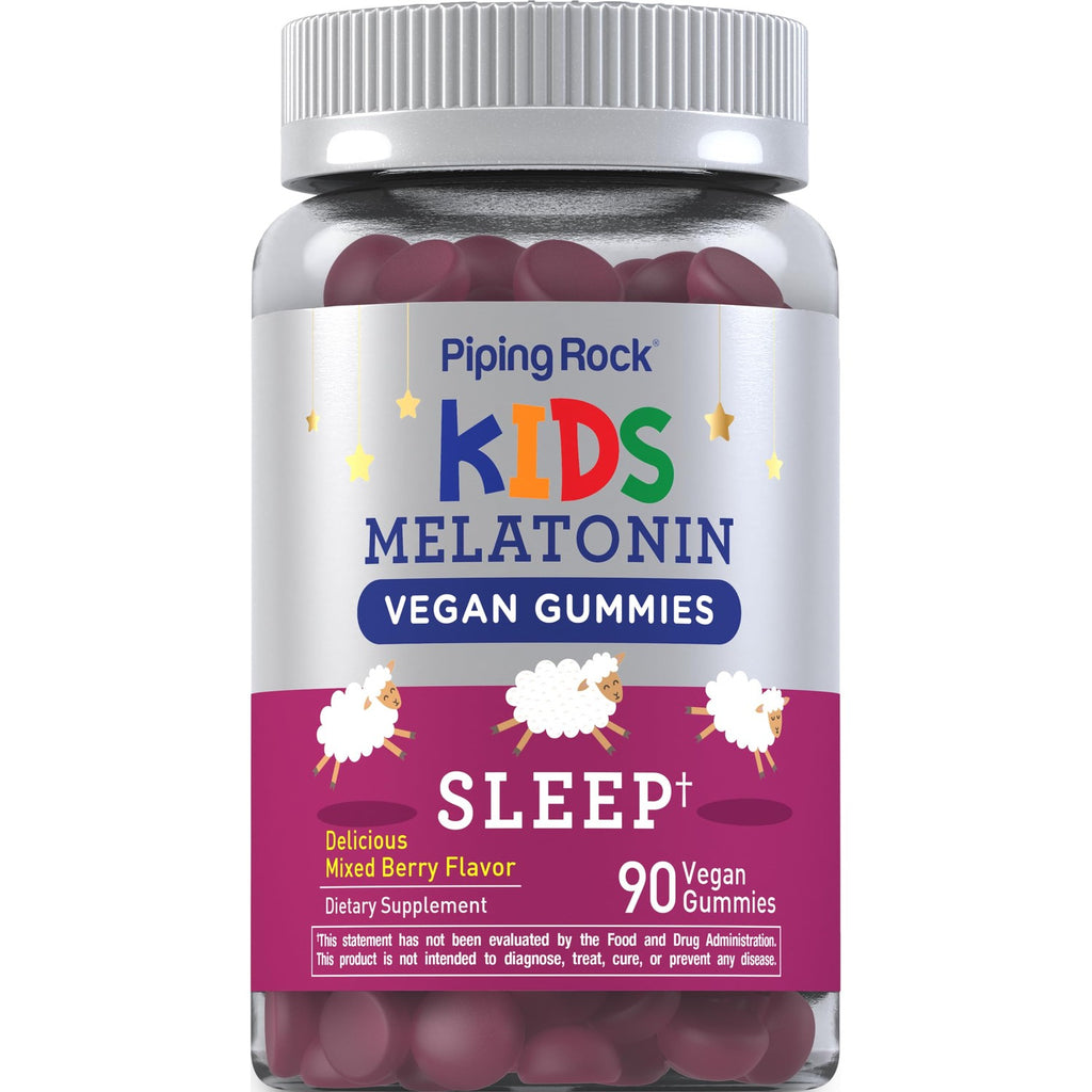 Piping Rock Kids Melatonin Gummies | 1mg | 90 Count | Supplement for Children | Mixed Berry Flavor | Vegan, Non-GMO, Gluten Free | Mixed Berry Flavor | Vegan, Non-GMO, Gluten Free