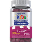 Piping Rock Kids Melatonin Gummies | 1mg | 90 Count | Supplement for Children | Mixed Berry Flavor | Vegan, Non-GMO, Gluten Free | Mixed Berry Flavor | Vegan, Non-GMO, Gluten Free