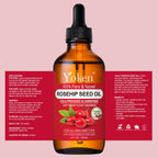 Yoken Cold Pressed Organic Rosehip Seed Oil for Face, Hair & Body, 4 fl oz | Rosehip Oil for Face Hair Body and Nails Rich in Essential Fatty Acids Lightweight Moisturizing Carrier Oil
