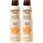 Hawaiian Tropic Weightless Hydration SPF 30 Sunscreen Spray, 6 Oz (2 Pack) | Clear body sunscreen, Lightweight texture, Water resistant sunblock, Continuous spray application, 12 hour hydration