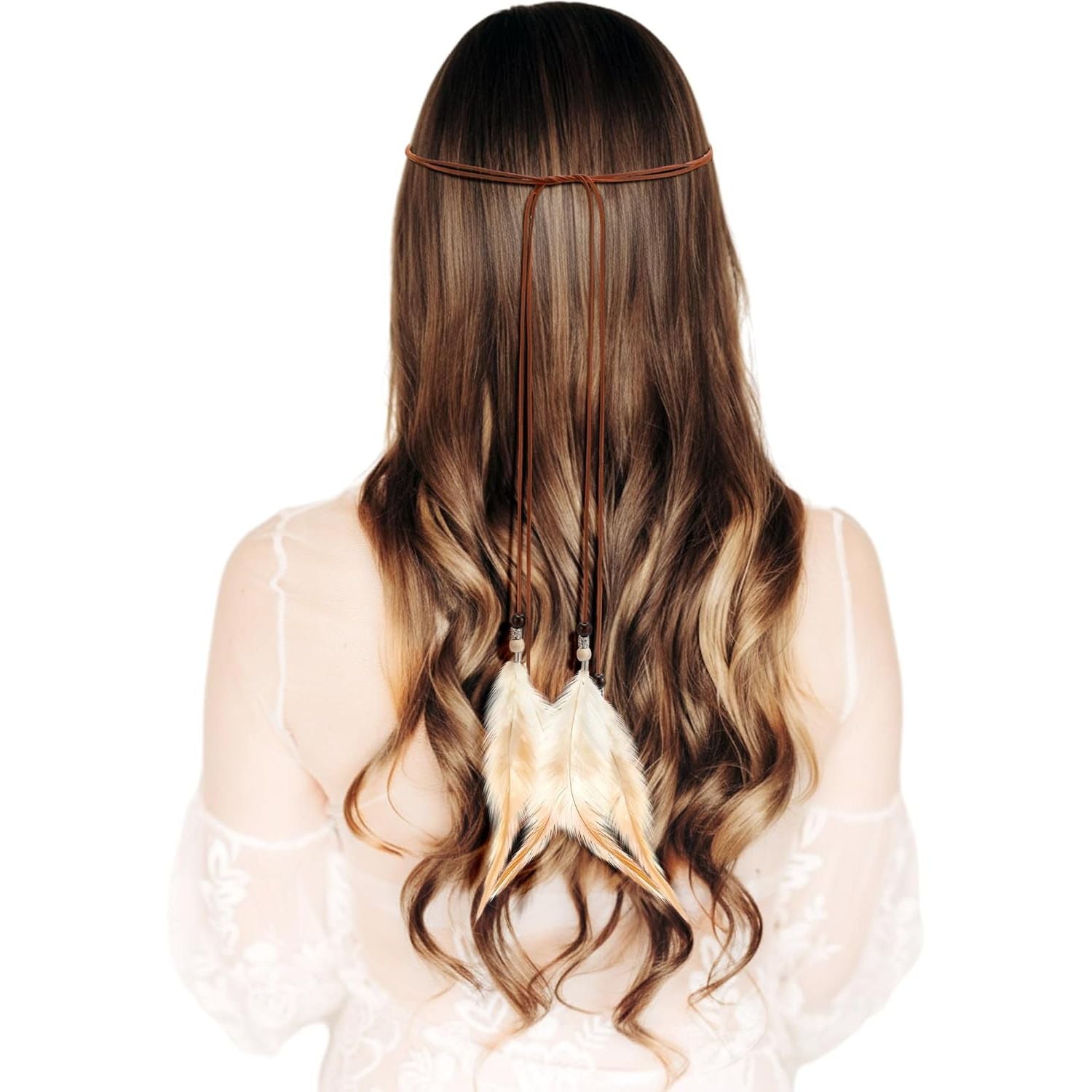Buy now XunYee Feather Hippie Headband for Women - Indian Feather Hair Accessories for Costume (Classic Style) Light Brown at indiglob india