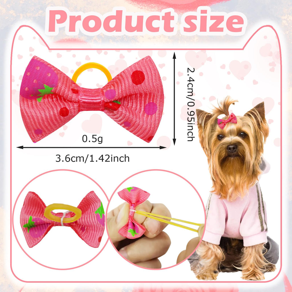Small Dog Hair Bows with Rubber Bands for Small Medium Dogs