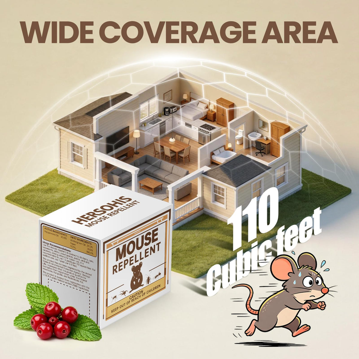 Rodent Repellent 48 Balls, Mouse Repellent Indoor & Outdoor, Mice Repellent with Peppermint Oil, Rat Repellent for House, Garage, RV, Rodent Deterrent for Attic, Basement & Car