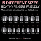 AILLSA Short Almond Nail Tips come in 15 sizes, perfect for all fingers. Available in India, order online today!