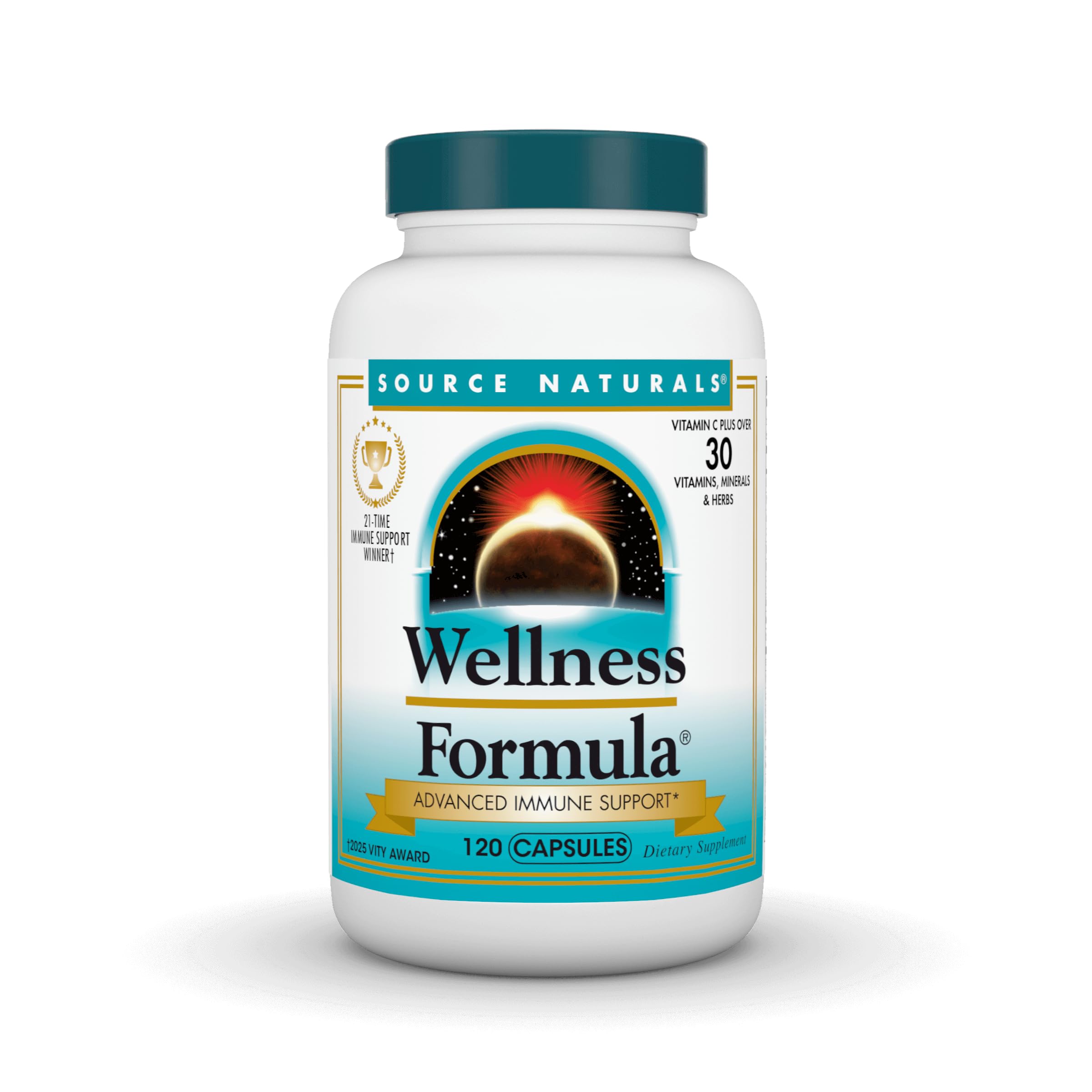 Source Naturals Wellness Formula, Advanced Immune Support - 60 Capsules | Bio-Aligned Vitamins & Herbal Defense with Vitamin C Plus 30 other Vitamins, Minerals & Herbs for Immune System Support