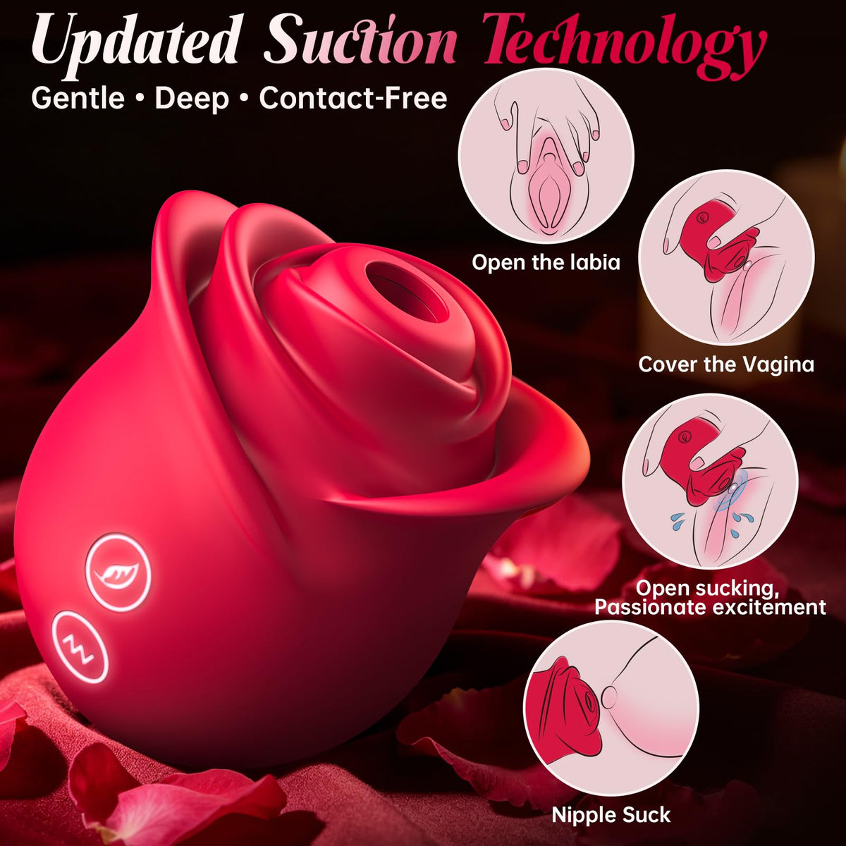Rose Sex Toy Sucking Vibrator - Rose Toy Clit Sucker App Control Vibrator with 10 Suction Modes for Clitoral, Anal & Nipple Stimulation, Female Adult Sex Toys for Women Couples Oral Sex Pleasure