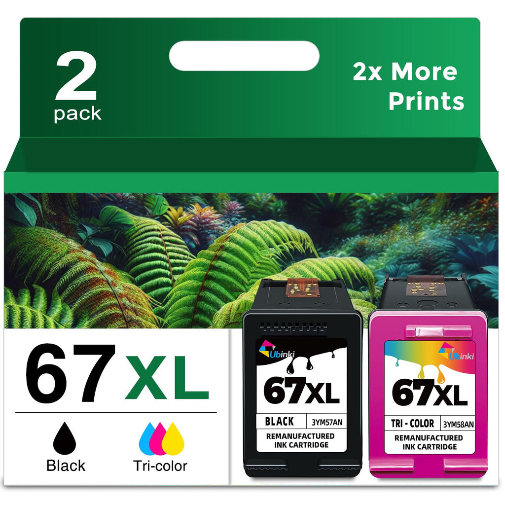 67 67XL Ink Cartridges Black/Color Combo Pack Replacement for HP Ink 67 XL