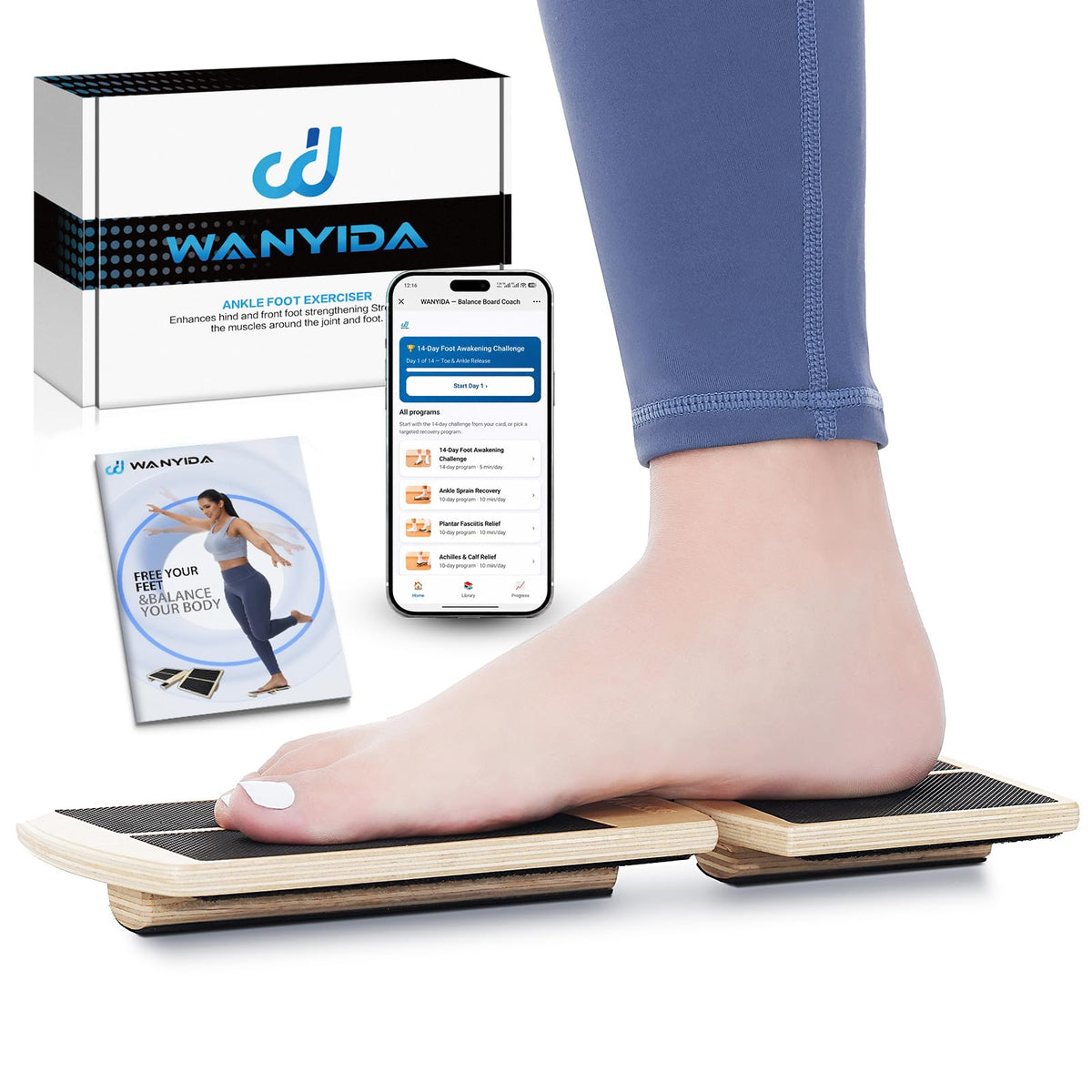 Ankle Foot Strengthener Exerciser for Sprained, Single Leg Balance Board, Posture Corrector, Foot Stretcher for Plantar Fasciitis Relief