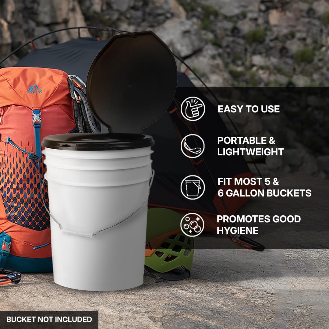 72 HRS Premium Portable Camping Toilet Seat with Lid for 5 Gallon Buckets