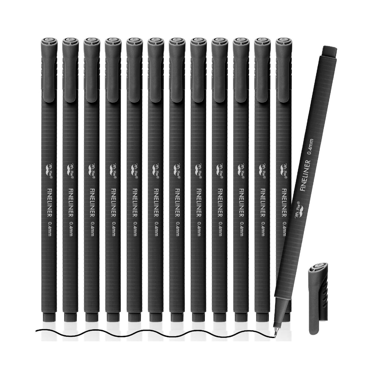 Mr. Pen- Black Fineliner Pens, 12 Pack, 0.4mm Fine Point